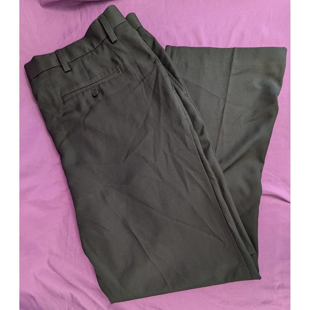 Vtg 90s Mens 42x31 Dark Green Pleated Cuffed Relaxed Baggy High Waist Pants